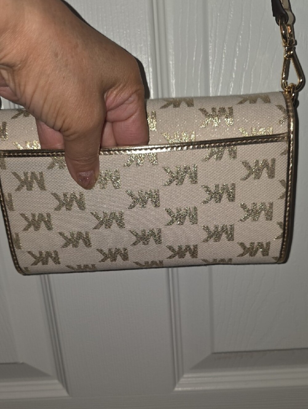 Michael Kors Beige Cream MK Logo Crossbody Bag - Picture 9 of 9